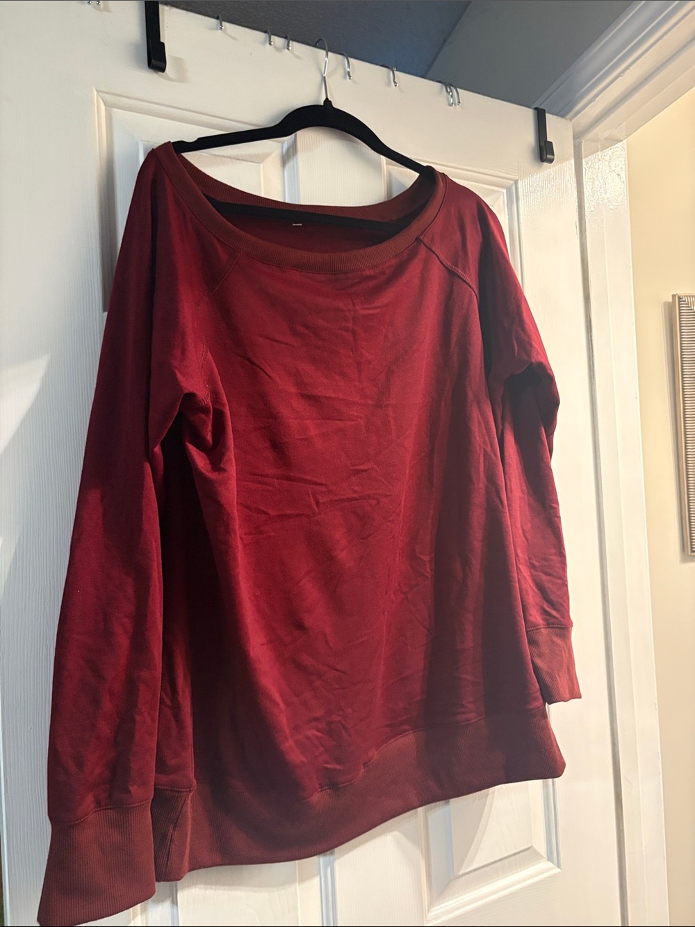 Cupshe Burgundy Off shoulder Boatneck Long Sleeve Sweatshirt